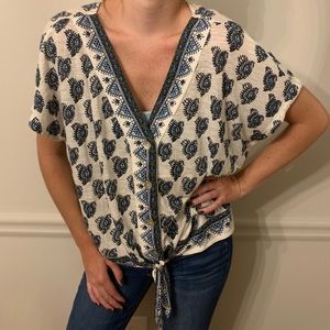 Lucky Brand Patterned Blouse with Tie